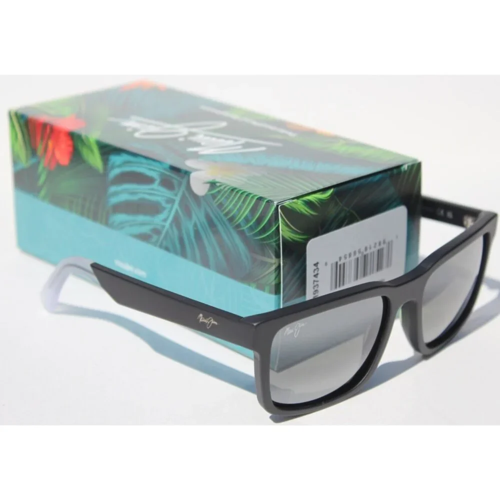 MAUI JIM Stone Shack POLARIZED Sunglasses 862-02 Black Crystal/Gray NEW Italy - Picture 1 of 11